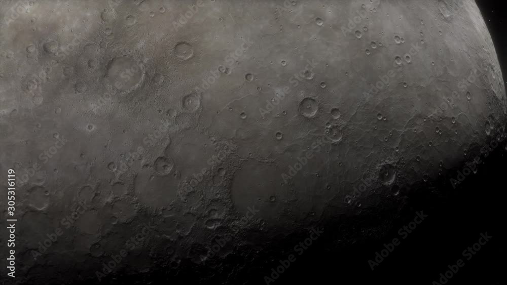 Wall mural detailed view of planet mercury from space. cinematic 3d animation of planet mercury