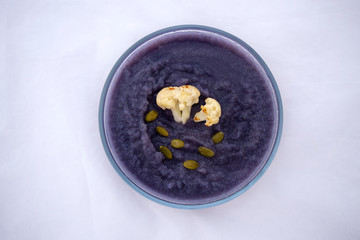 Red cabbage and cauliflower soup