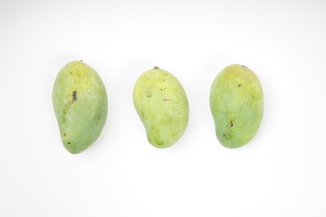 Three fresh green mango 