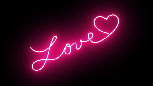 Neon Love Sign Writing In UHD Resolution - Illustration