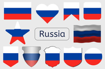 Russian flag icon, Russia country flag vector illustration