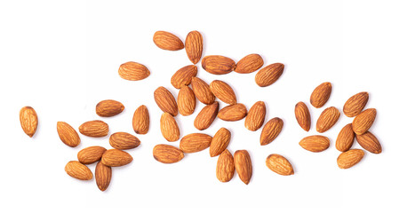 Almond Nuts isolated on white background top view