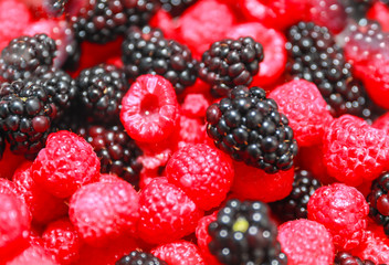 mix of different delicious berries closeup. - Image