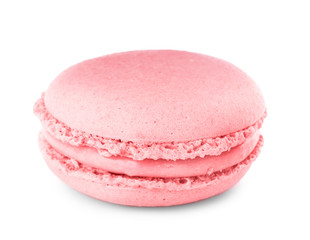 Tasty macaron on white background
