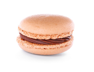 Tasty macaron on white background