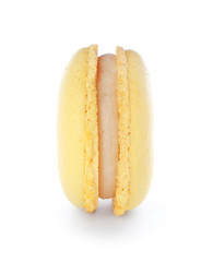 Tasty macaron on white background