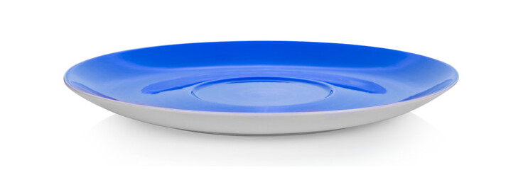  blue ceramic plate on white background
