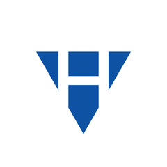 letter h triangle pencil education logo