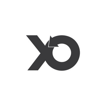 letter xo circle geometric arrow logo vector