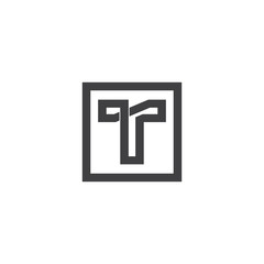 letter t infinity line square logo vector