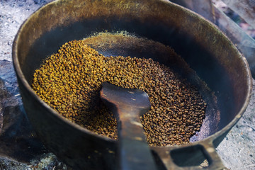 the fried coffee seeds