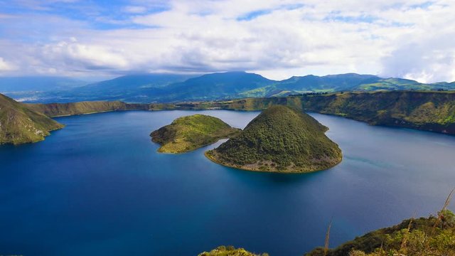 Cuicocha crater lake in northern Ecuador, time lapse