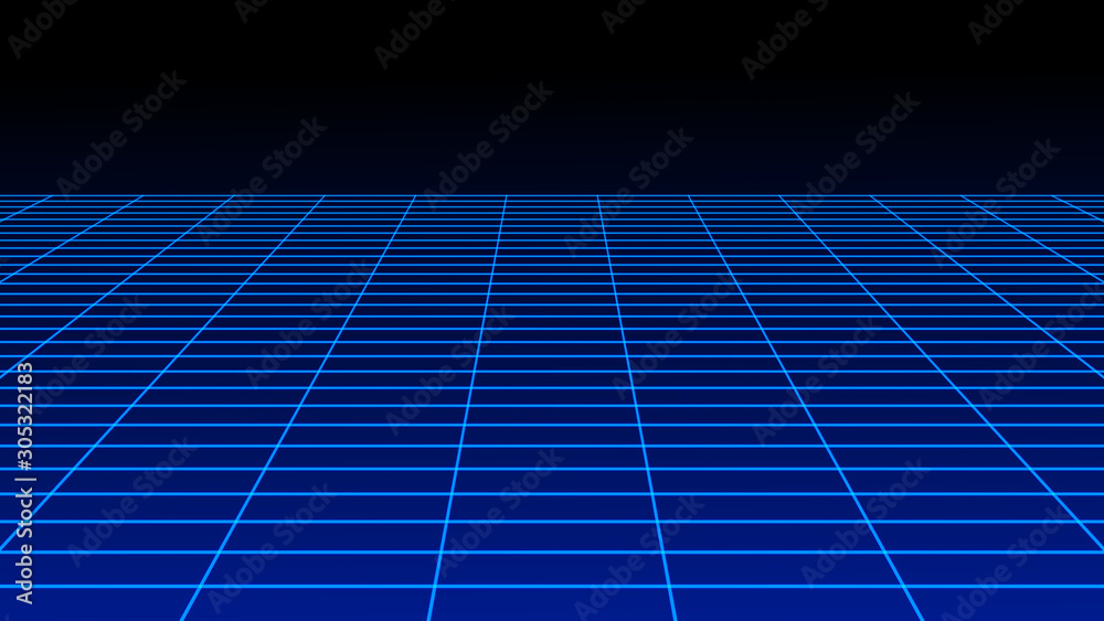 Poster Perspective grid background. Prospective reduction. Abstract mesh background. 3d rendering.