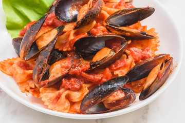 ムール貝のトマトパスタ