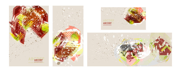 Merry christmas template set with holiday elements design card, poster or web design vector