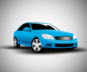 Vector illustration. Car blue