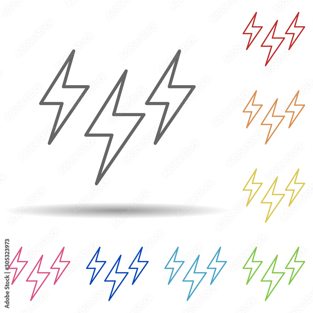 Aufkleber lightening outline in multi color style icon. simple thin line, outline vector of ecology icons for 