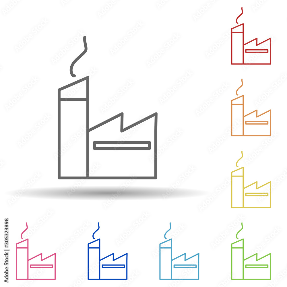 Poster factory outline in multi color style icon. simple thin line, outline vector of ecology icons for ui 