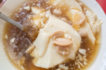 Taiwan snacks of iced tofu pudding