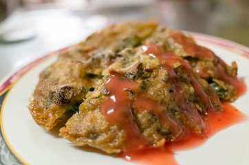 Taiwanese snacks of delicious fry oyster