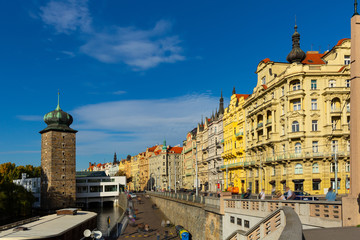 Obraz premium Beautiful view of the embankment of the Vltava river. Prague. Czech Republic
