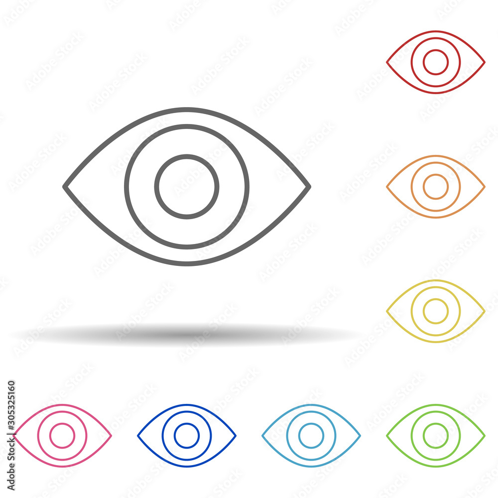 Poster red eye sign in multi color style icon. simple thin line, outline vector of image icons for ui and u