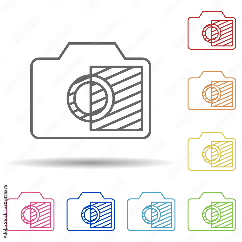 Aufkleber camera sign in multi color style icon. simple thin line, outline vector of image icons for ui and ux