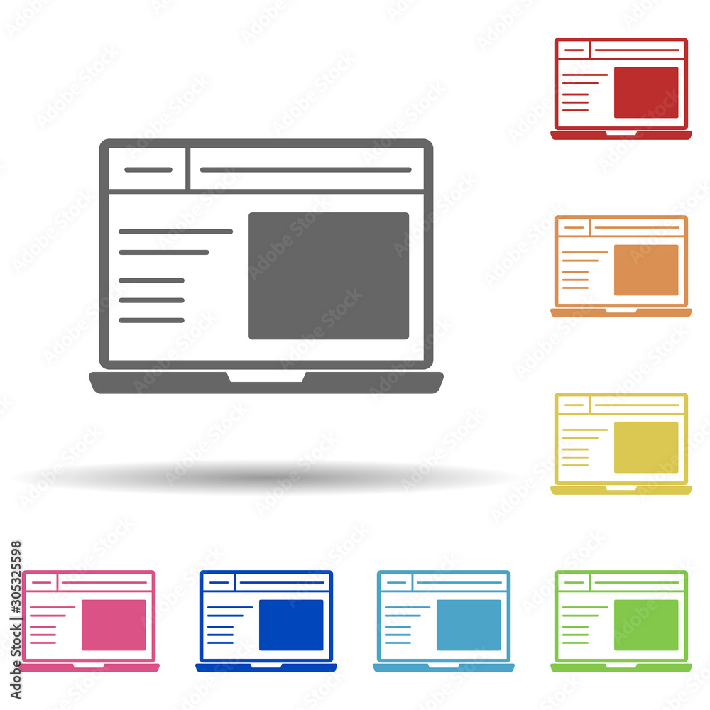 Aufkleber laptop in multi color style icon. simple glyph, flat vector of web icons for ui and ux, website or m