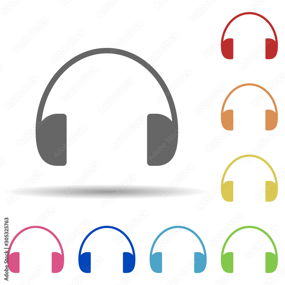Poster headphones in multi color style icon. simple glyph, flat vector of web icons for ui and ux, website 