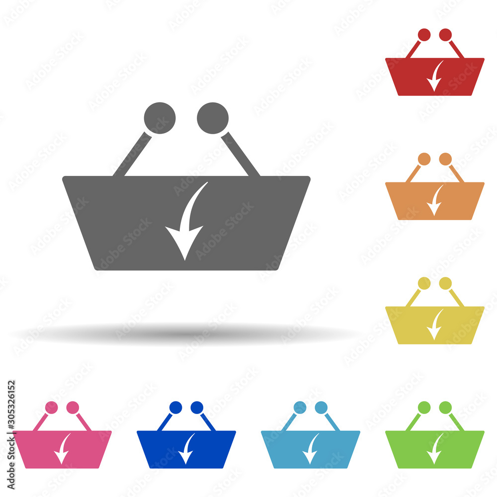 Poster download store cart in multi color style icon. simple glyph, flat vector of web icons for ui and ux,