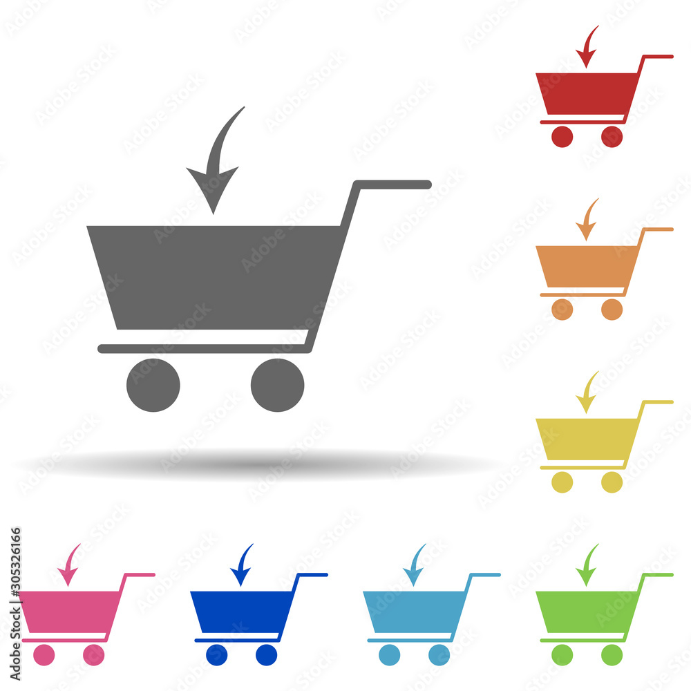 Poster fill a cart in multi color style icon. simple glyph, flat vector of web icons for ui and ux, website