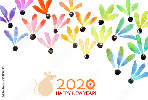 年賀状 ねずみ はねつき Wall Mural Wallpaper Murals Umiberry