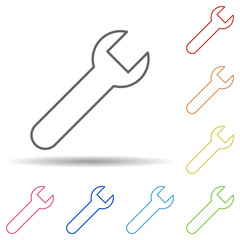 Wrench in multi color style icon. Simple thin line, outline vector of construction icons for ui and ux, website or mobile application