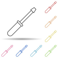 Wrench in multi color style icon. Simple thin line, outline vector of construction icons for ui and ux, website or mobile application