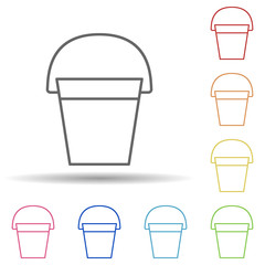Bucket in multi color style icon. Simple thin line, outline vector of construction icons for ui and ux, website or mobile application