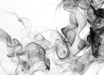 Black smoke on white background. abstract art. toxic movement