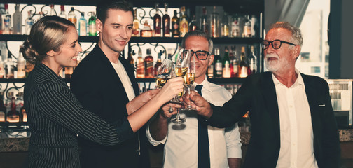 business background of business party with business people toasting champagne togethet to celebrate success and happiness