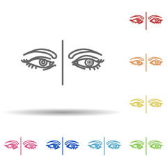 Eyes, contact lens in multi color style icon. Simple thin line, outline vector of anti age icons for ui and ux, website or mobile application