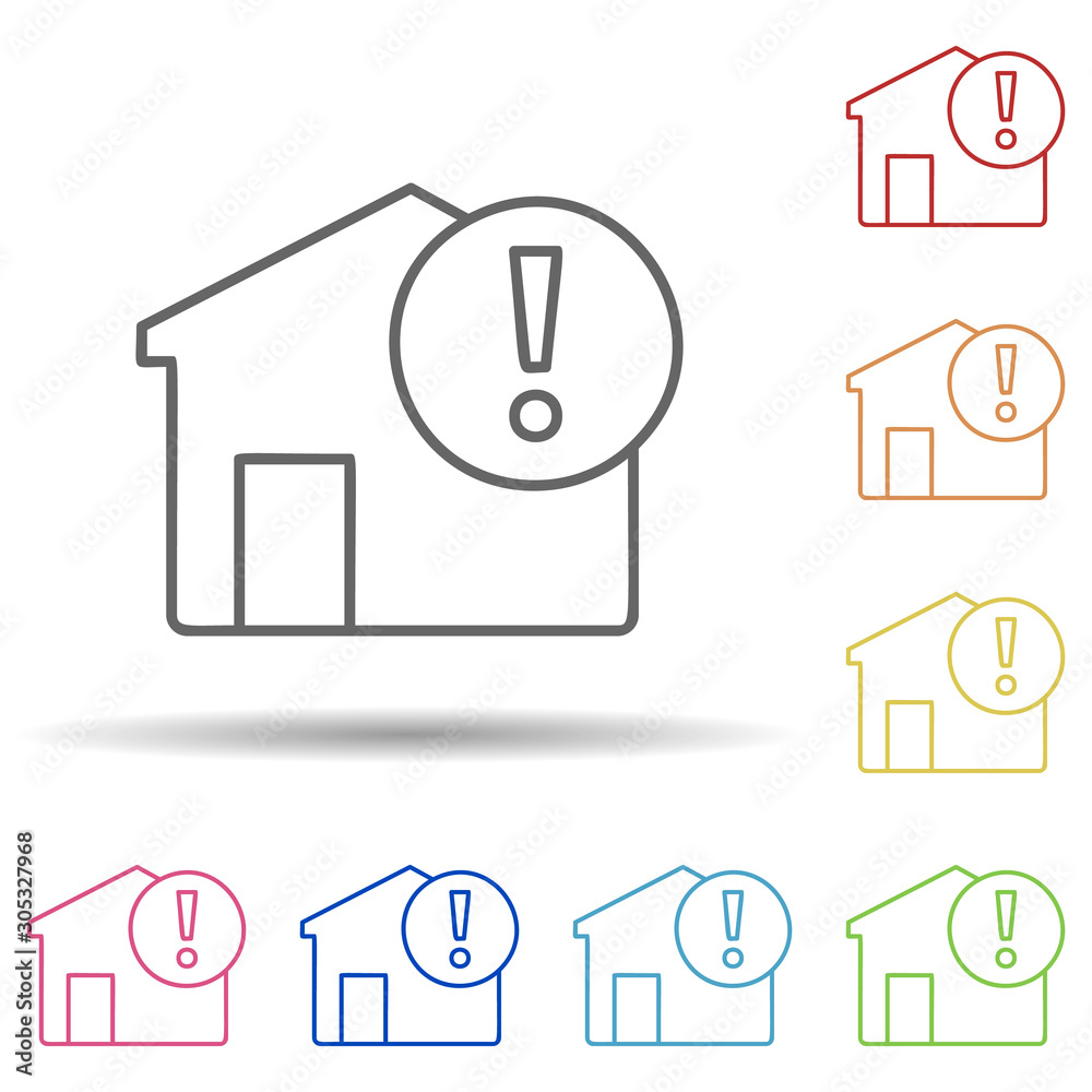 Aufkleber exclamation mark in multi color style icon. simple thin line, outline vector of automation icons for