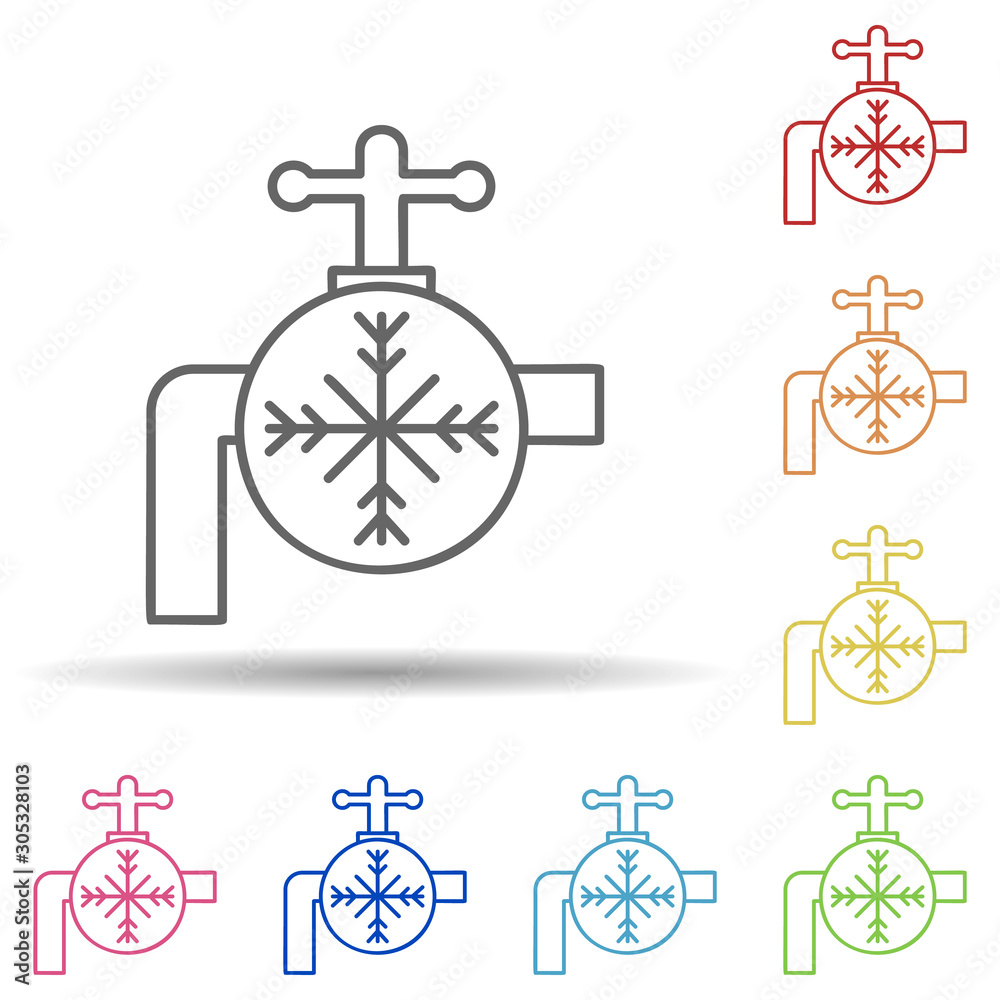 Aufkleber cold water sign in multi color style icon. simple thin line, outline vector of automation icons for 