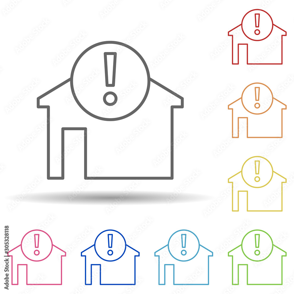 Aufkleber exclamation mark in multi color style icon. simple thin line, outline vector of automation icons for