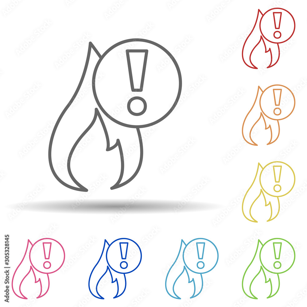 Aufkleber exclamation mark in multi color style icon. simple thin line, outline vector of automation icons for