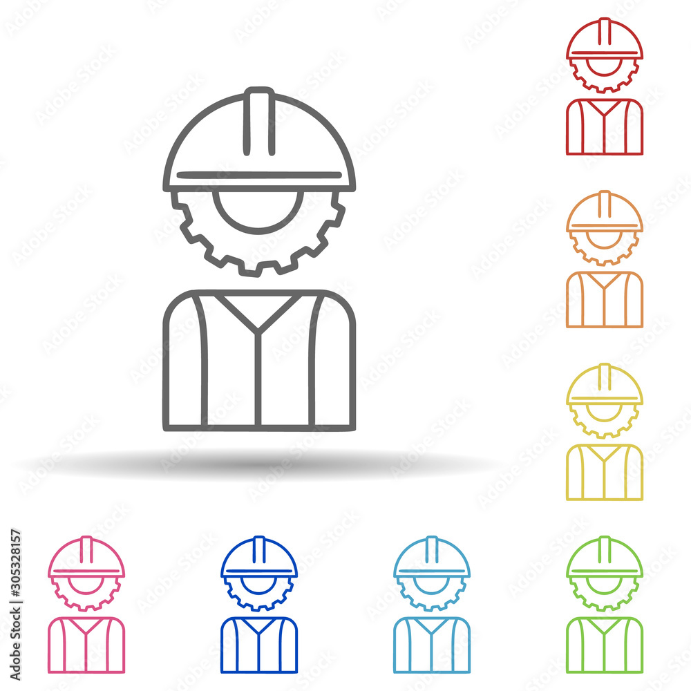 Aufkleber human head mechanism in multi color style icon. simple thin line, outline vector of automation icons
