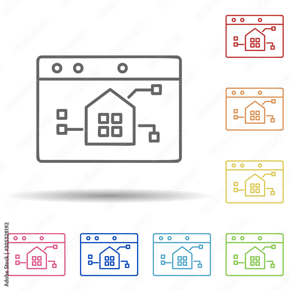 Aufkleber smart home control in multi color style icon. simple thin line, outline vector of automation icons f