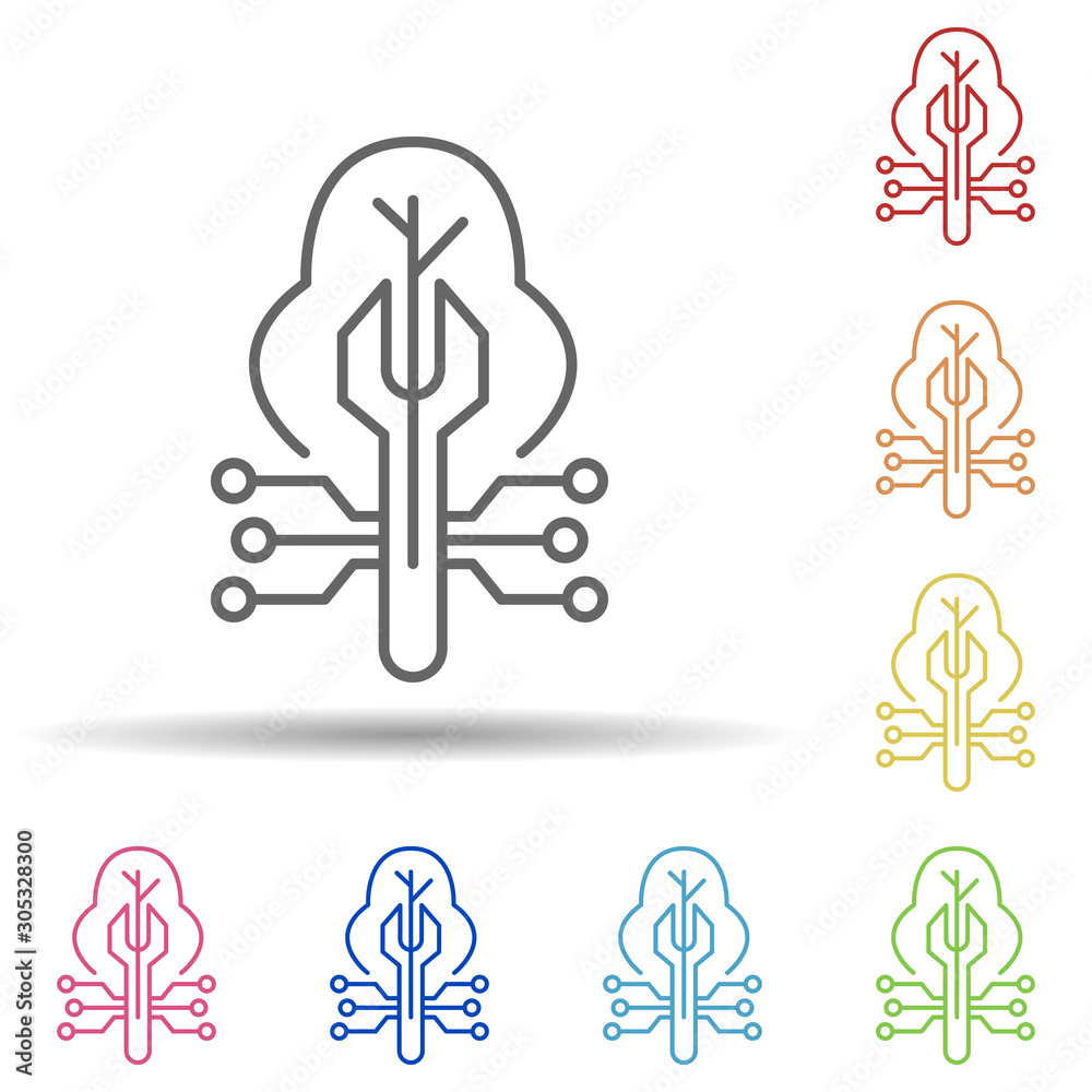 Aufkleber system setting mark in multi color style icon. simple thin line, outline vector of automation icons 