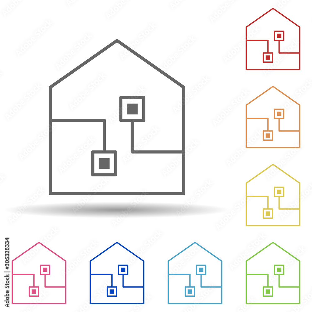 Aufkleber smart house in multi color style icon. simple thin line, outline vector of automation icons for ui a