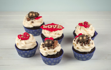 Birthday cupcake with love. Cupcakes for Valentine's Day.