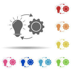Bulb, gear, arrow in multi color style icon. Simple glyph, flat vector of business icons for ui and ux, website or mobile application