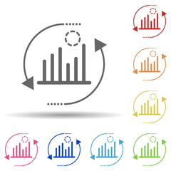 Chart, arrow, data in multi color style icon. Simple glyph, flat vector of business icons for ui and ux, website or mobile application