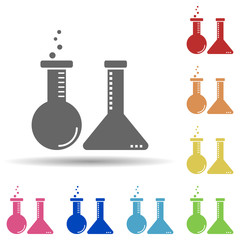 Flask, chemistry, experiments in multi color style icon. Simple glyph, flat vector of business icons for ui and ux, website or mobile application